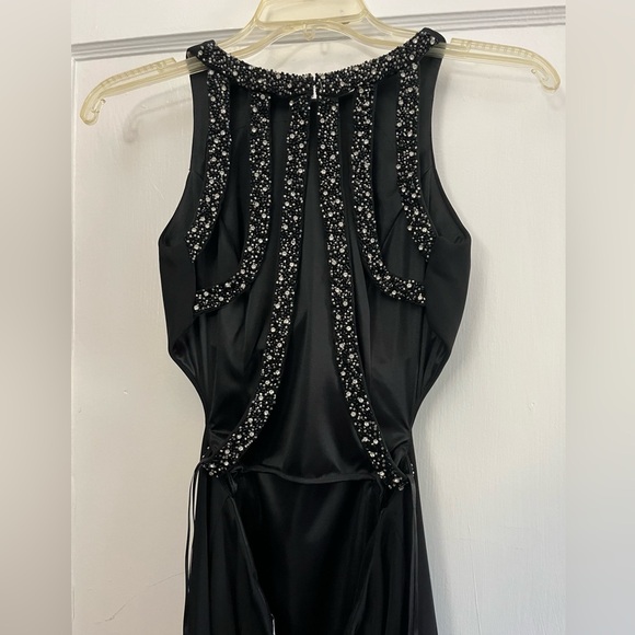 Jovani Black Sculpted Open Back Silver Beaded Cage Evening Dress Size 4 - Picture 5 of 12